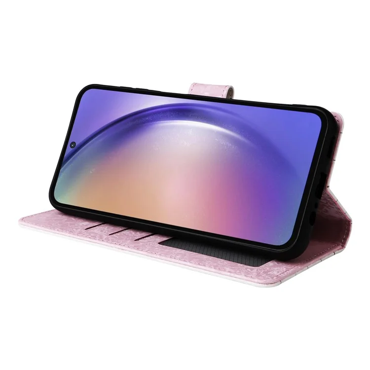 Para Samsung Galaxy A55 5G Funda de Cuero Lacado Funda de Teléfono con Ranuras para Tarjetas RFID Bloqueadas - Flor Pequeña