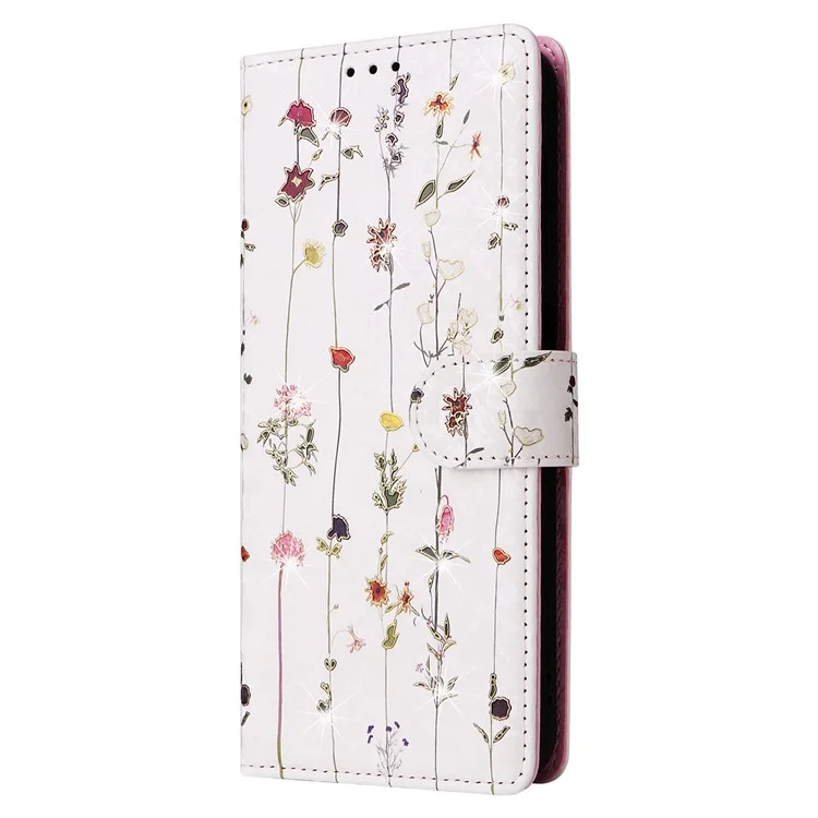 Para Samsung Galaxy A55 5G Funda de Cuero Lacado Funda de Teléfono con Ranuras para Tarjetas RFID Bloqueadas - Flor Pequeña