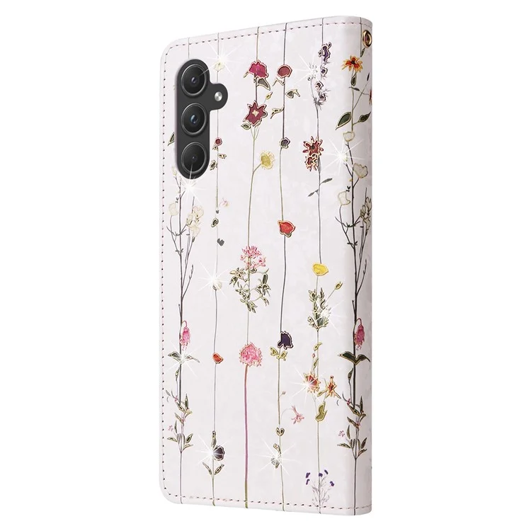 Para Samsung Galaxy A55 5G Funda de Cuero Lacado Funda de Teléfono con Ranuras para Tarjetas RFID Bloqueadas - Flor Pequeña