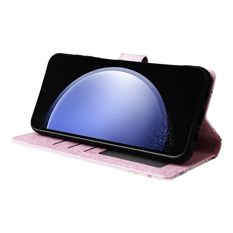 Para Samsung Galaxy S23 FE Case PU Leather Lacquered Flower Stand Wallet Phone Cover - Rose Flower
