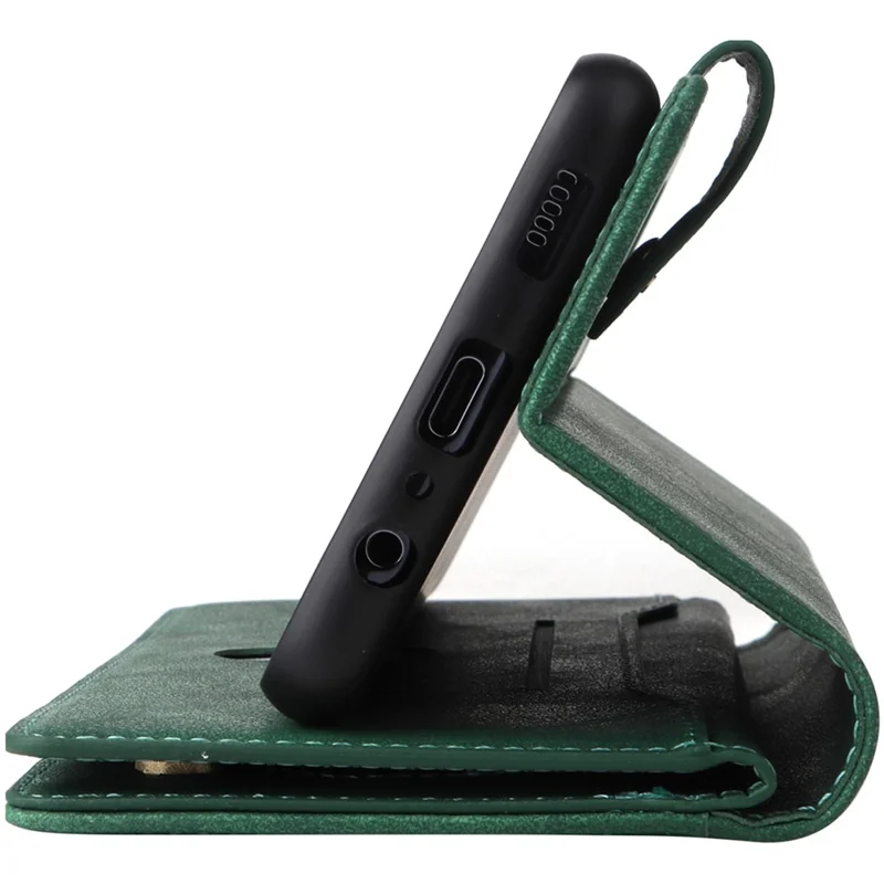 Para Samsung Galaxy A55 5G Zipper Wallet Case Rivet Decor Leather Flip Phone Cover - Verde