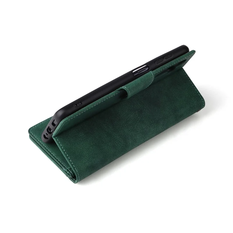 Para Samsung Galaxy A55 5G Zipper Wallet Case Rivet Decor Leather Flip Phone Cover - Verde