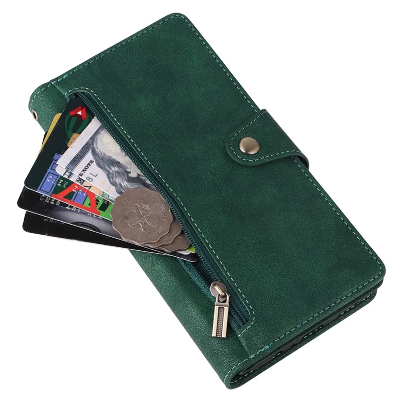 Para Samsung Galaxy A25 5G (Global) (161.0 x 76.5 x 8.3mm) Case Rivet Decor Leather Cell Phone Cover - Verde