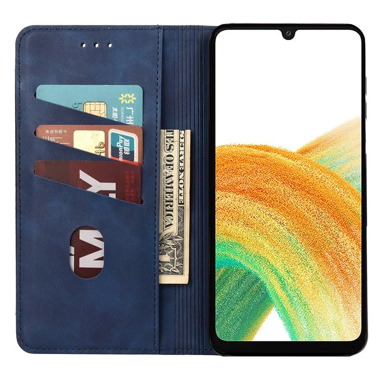 For Samsung Galaxy A15 5G Case Flip Stand Leather Skin-touch Phone Cover - Blue