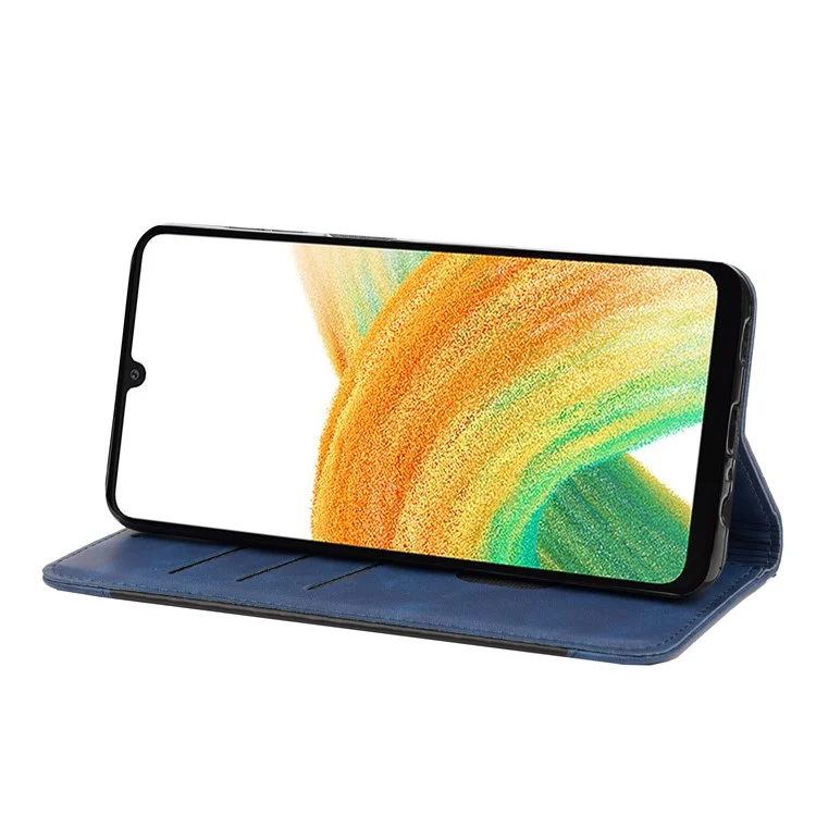 For Samsung Galaxy A15 5G Case Flip Stand Leather Skin-touch Phone Cover - Blue