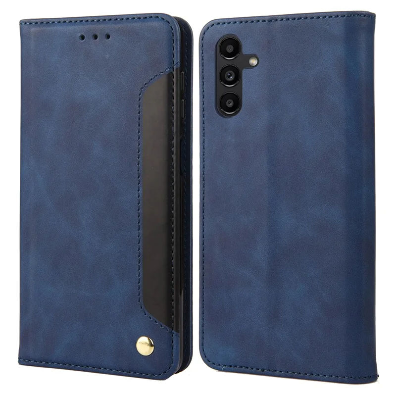 Para el caso del Samsung Galaxy A55 5G PU Leather Shockproof Protection Wallet Phone Cover - Azul