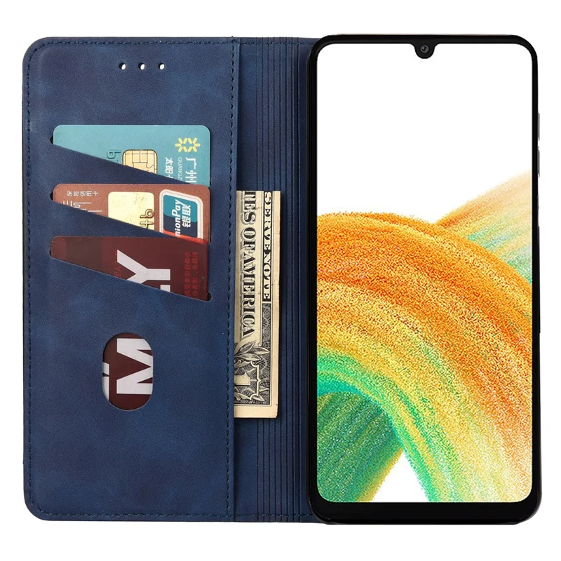Para el caso del Samsung Galaxy A55 5G PU Leather Shockproof Protection Wallet Phone Cover - Azul