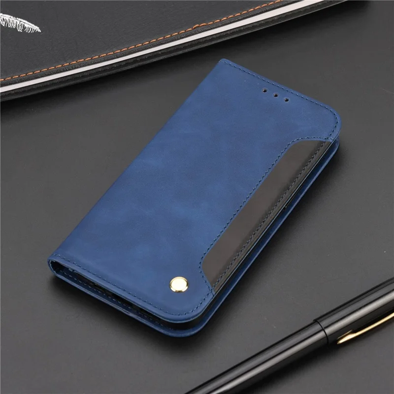 Para el caso del Samsung Galaxy A55 5G PU Leather Shockproof Protection Wallet Phone Cover - Azul