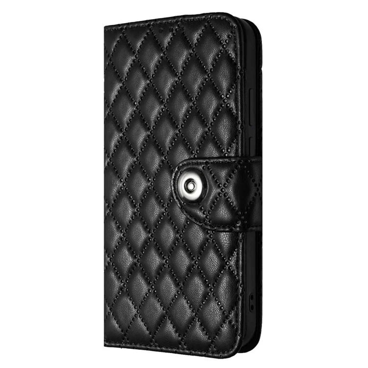 YB Imprinting Series-8 for Samsung Galaxy S21 FE 5G Case 7-Card Slots Leather Phone Cover - Black