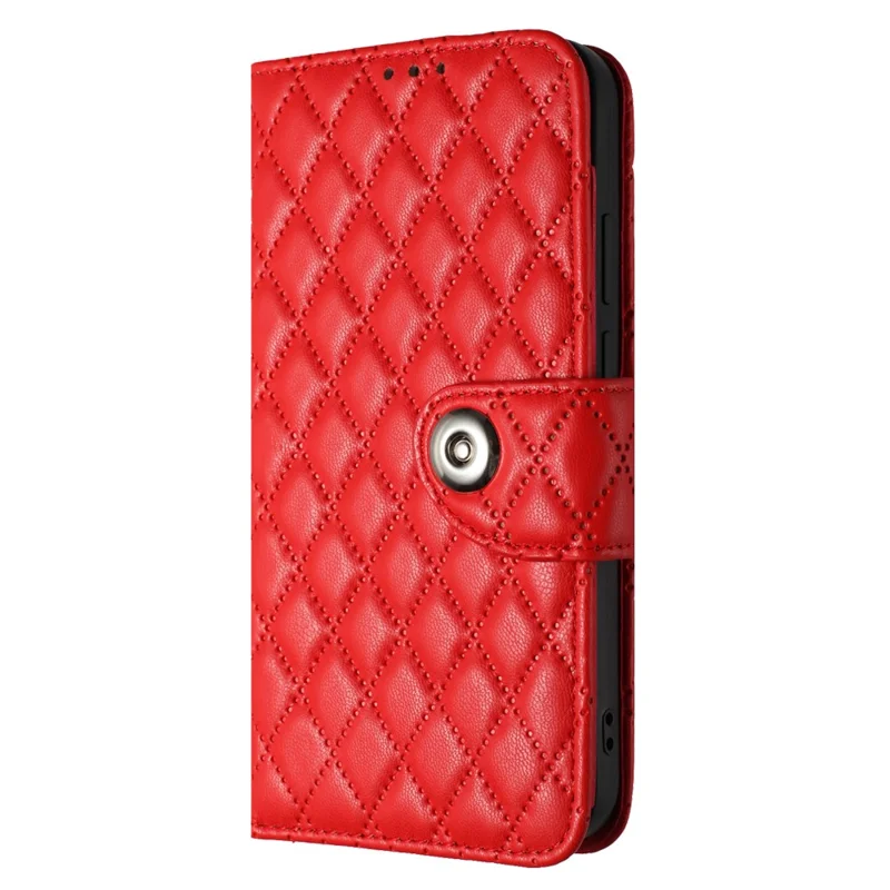 For Samsung Galaxy S21 FE 5G Leather Case Phone Stand Cover with 7 Card Slots and Hand Strap - Red