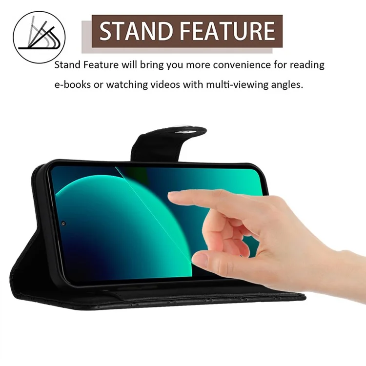 YB-Prägungsreihe-8 für Xiaomi 13T / 13T Pro Handyhülle 7-Kartenfächer Leder Flip Cover - Schwarz