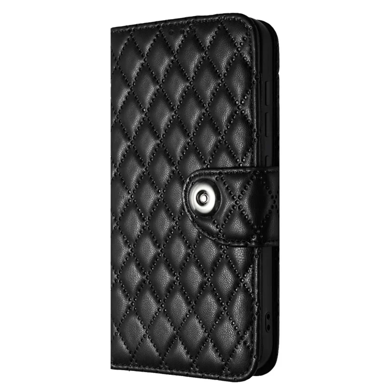 For Motorola Moto G14 4G Leather Case Phone Stand Cover with 7 Card Slots and Hand Strap - Black