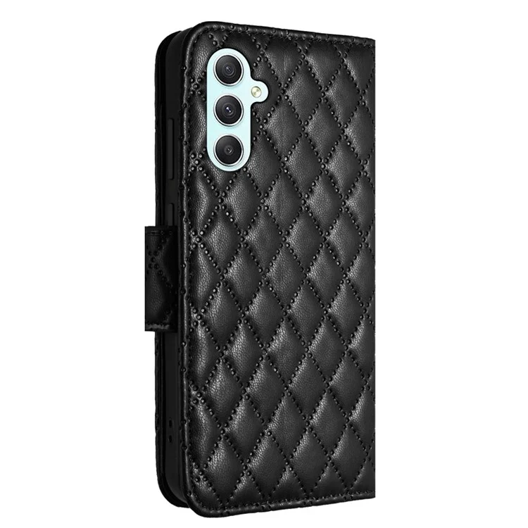 For Samsung Galaxy A24 4G (162.1 x 77.6 x 8.3mm) Leather Case Phone Stand Cover with 7 Card Slots and Hand Strap - Black