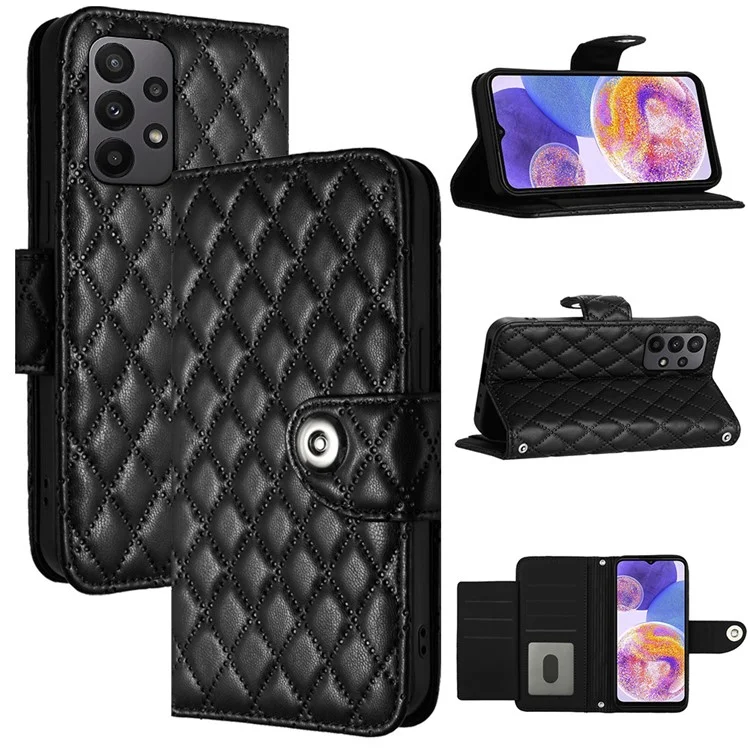 For Samsung Galaxy A13 5G / A13 4G Leather Case Phone Stand Cover with 7 Card Slots and Hand Strap - Black