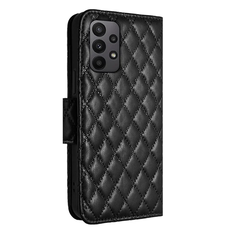 YB Imprinting Series-8 for Samsung Galaxy A13 5G / A13 4G Phone Case 7 Card Slots Leather Flip Cover - Black