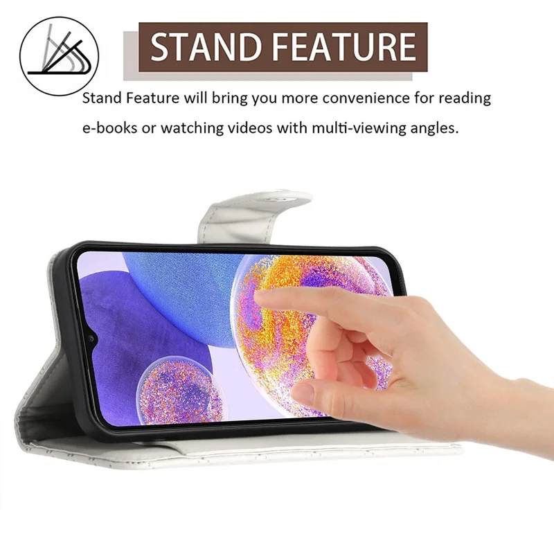 For Samsung Galaxy A33 5G Leather Case Phone Stand Cover with 7 Card Slots and Hand Strap - White