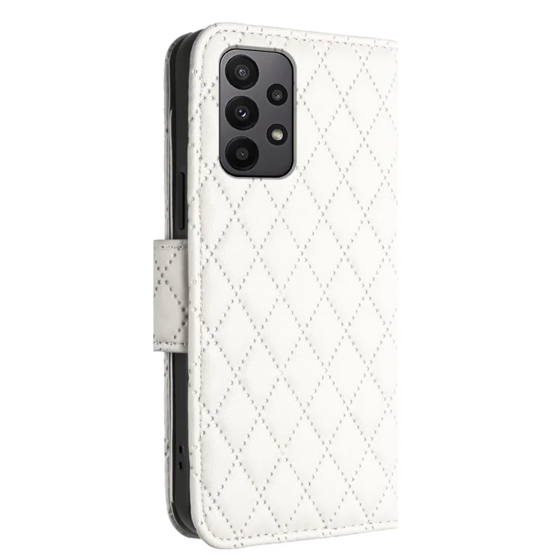 For Samsung Galaxy A33 5G Leather Case Phone Stand Cover with 7 Card Slots and Hand Strap - White