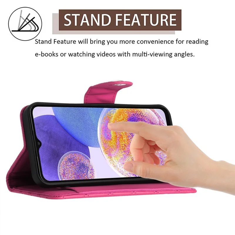 For Samsung Galaxy A33 5G Leather Case Phone Stand Cover with 7 Card Slots and Hand Strap - Rose