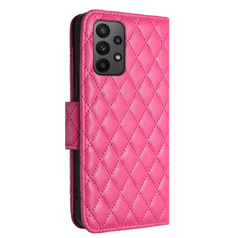 For Samsung Galaxy A33 5G Leather Case Phone Stand Cover with 7 Card Slots and Hand Strap - Rose