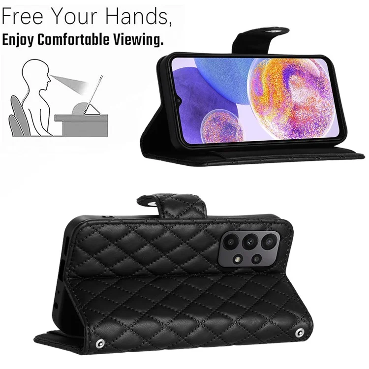 For Samsung Galaxy A53 5G Anti-Drop Leather Case Phone Stand Cover with 7 Card Slots and Hand Strap - Black