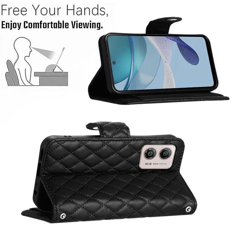 YB Imprinting Series-8 für Motorola Moto G53 5G / G23 4G / G13 4G Geldbörse Leder Handyhülle - Schwarz