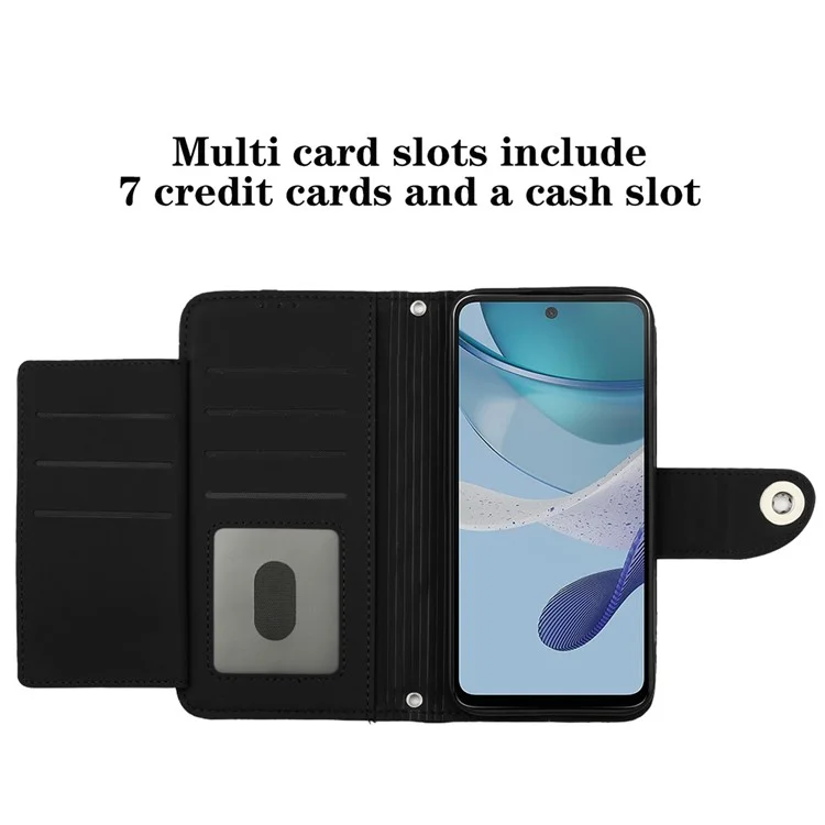 YB Imprinting Series-8 für Motorola Moto G53 5G / G23 4G / G13 4G Geldbörse Leder Handyhülle - Schwarz