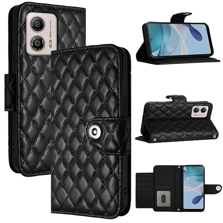 YB Imprinting Series-8 für Motorola Moto G53 5G / G23 4G / G13 4G Geldbörse Leder Handyhülle - Schwarz