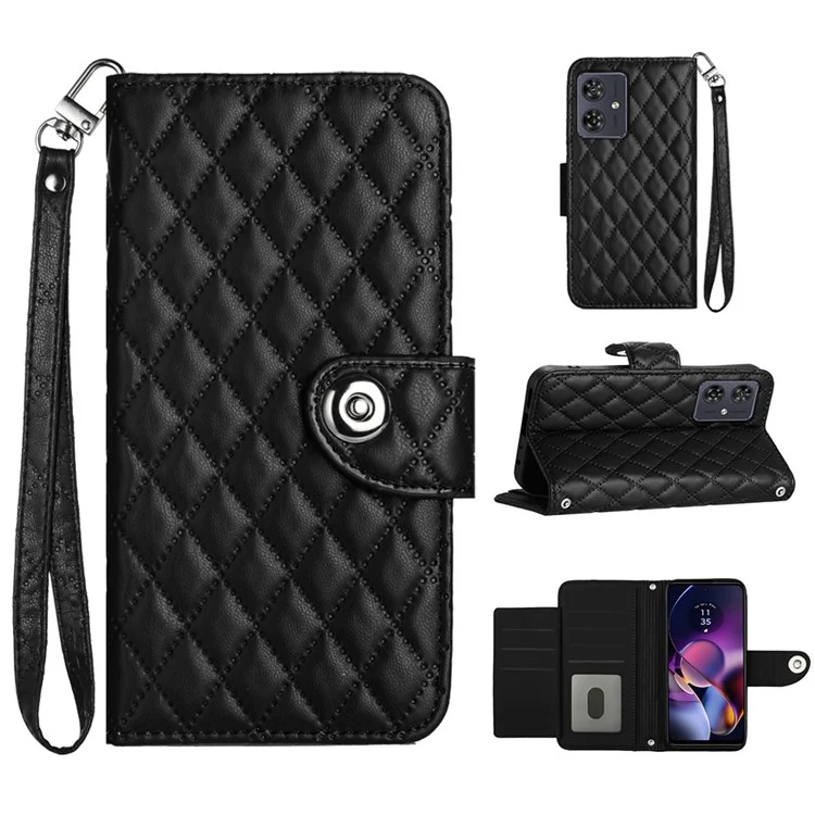 YB Imprinting Series-8 per Motorola Moto G54 5G Case PU Leather Wallet Stand Cover con 7 slot per schede - Nero