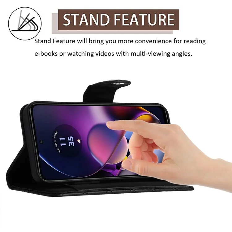 YB Imprinting Series-8 per Motorola Moto G54 5G Case PU Leather Wallet Stand Cover con 7 slot per schede - Nero