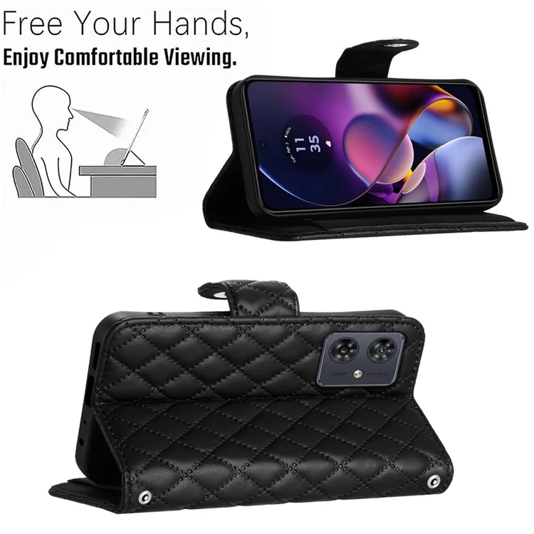 YB Imprinting Series-8 per Motorola Moto G54 5G Case PU Leather Wallet Stand Cover con 7 slot per schede - Nero