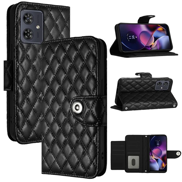 YB Imprinting Series-8 per Motorola Moto G54 5G Case PU Leather Wallet Stand Cover con 7 slot per schede - Nero