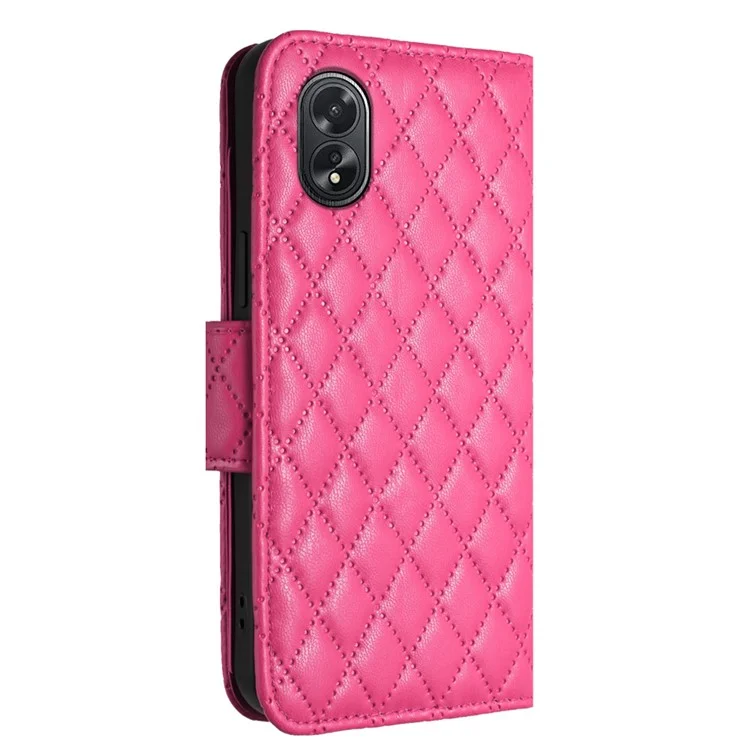 For Oppo A38 4G / A18 4G Leather Case Phone Stand Cover with 7 Card Slots and Hand Strap - Rose
