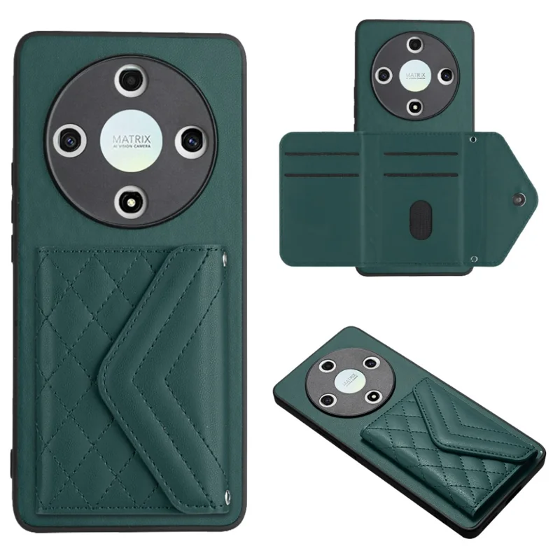 YB Leather Coating Series-8 til Honor X9b 5G / Magic6 Lite 5G ståpladeetui med RFID-blokerende kortplads Telefonbeskyttelse - Grøn