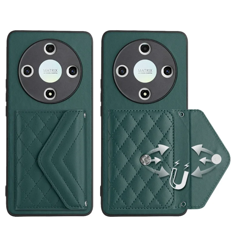 YB Leather Coating Series-8 til Honor X9b 5G / Magic6 Lite 5G ståpladeetui med RFID-blokerende kortplads Telefonbeskyttelse - Grøn