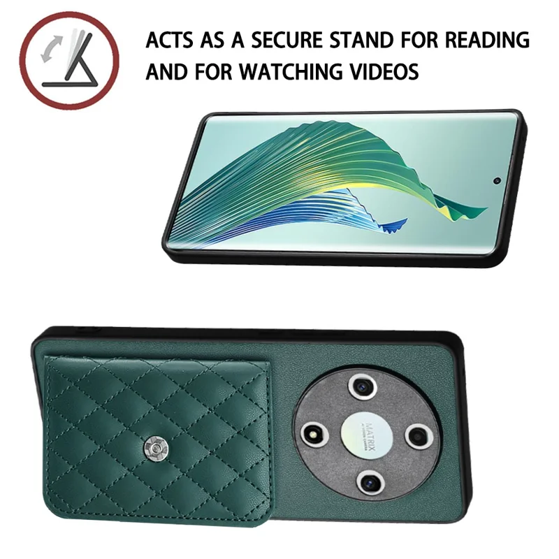 YB Leather Coating Series-8 til Honor X9b 5G / Magic6 Lite 5G ståpladeetui med RFID-blokerende kortplads Telefonbeskyttelse - Grøn