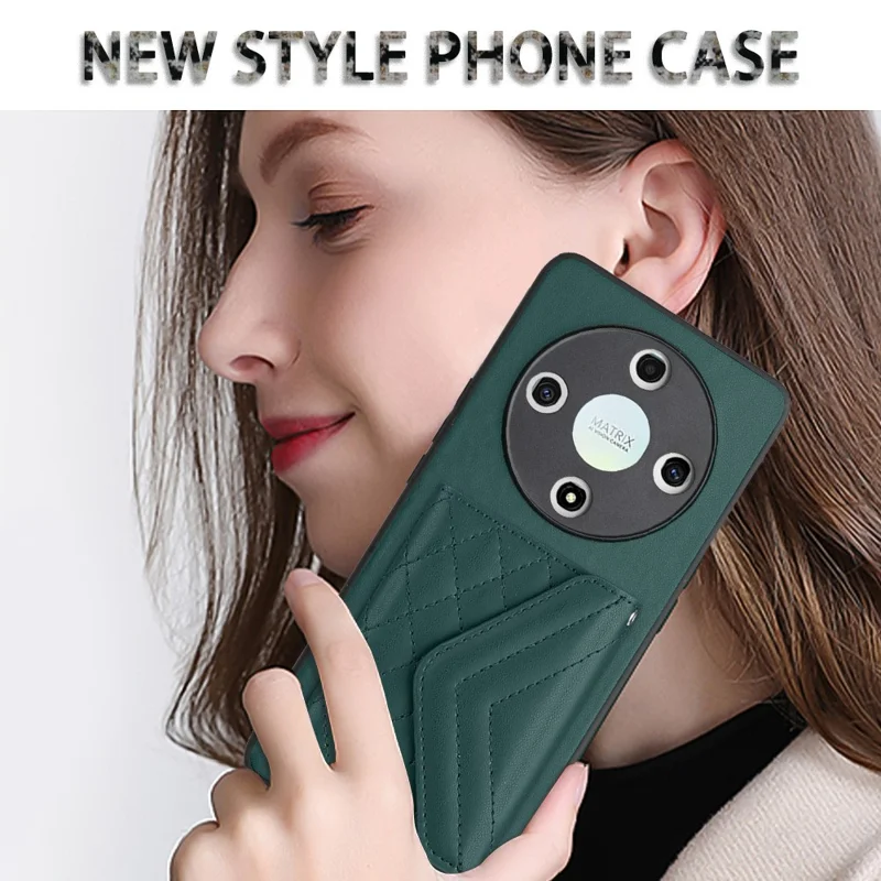 YB Leather Coating Series-8 til Honor X9b 5G / Magic6 Lite 5G ståpladeetui med RFID-blokerende kortplads Telefonbeskyttelse - Grøn