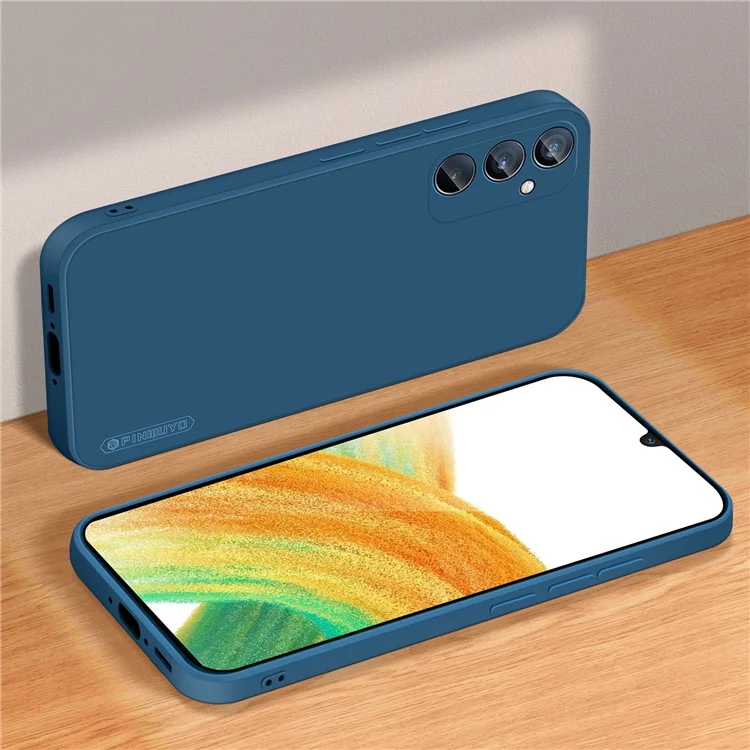 PINWUYO JK Touching Series For Samsung Galaxy A35 5G Phone Case Shockproof Soft TPU Back Cover - Navy Blue