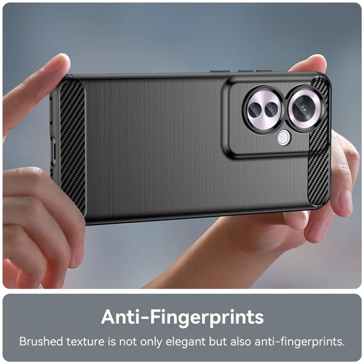 Für Oppo Reno11 F 5G TPU-Hülle Carbonfaser-Textur Rückseite Handyhülle - Schwarz