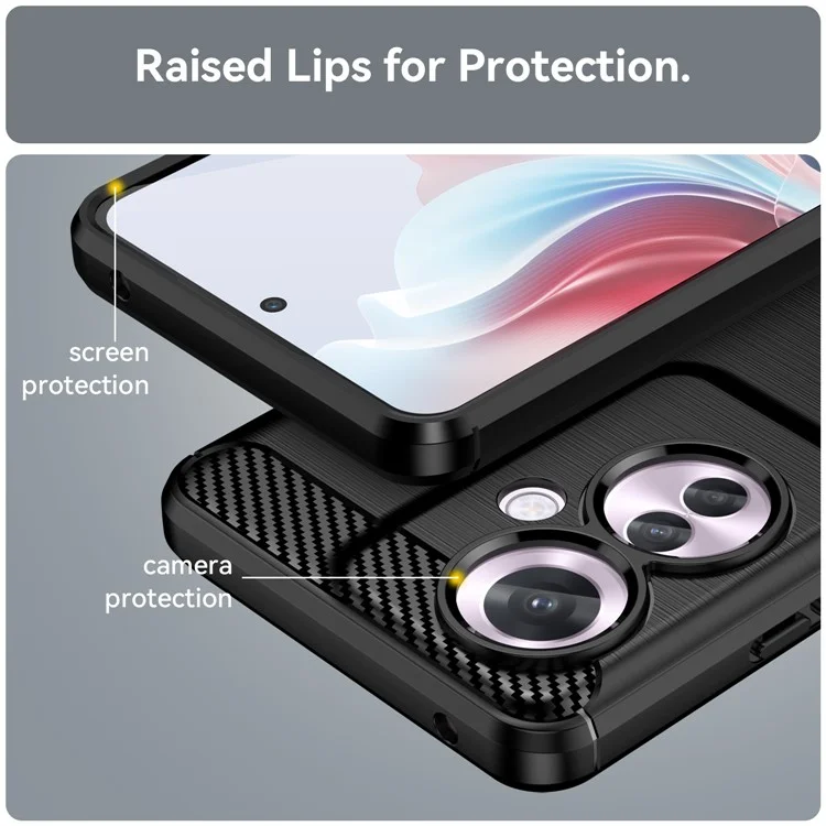Für Oppo Reno11 F 5G TPU-Hülle Carbonfaser-Textur Rückseite Handyhülle - Schwarz