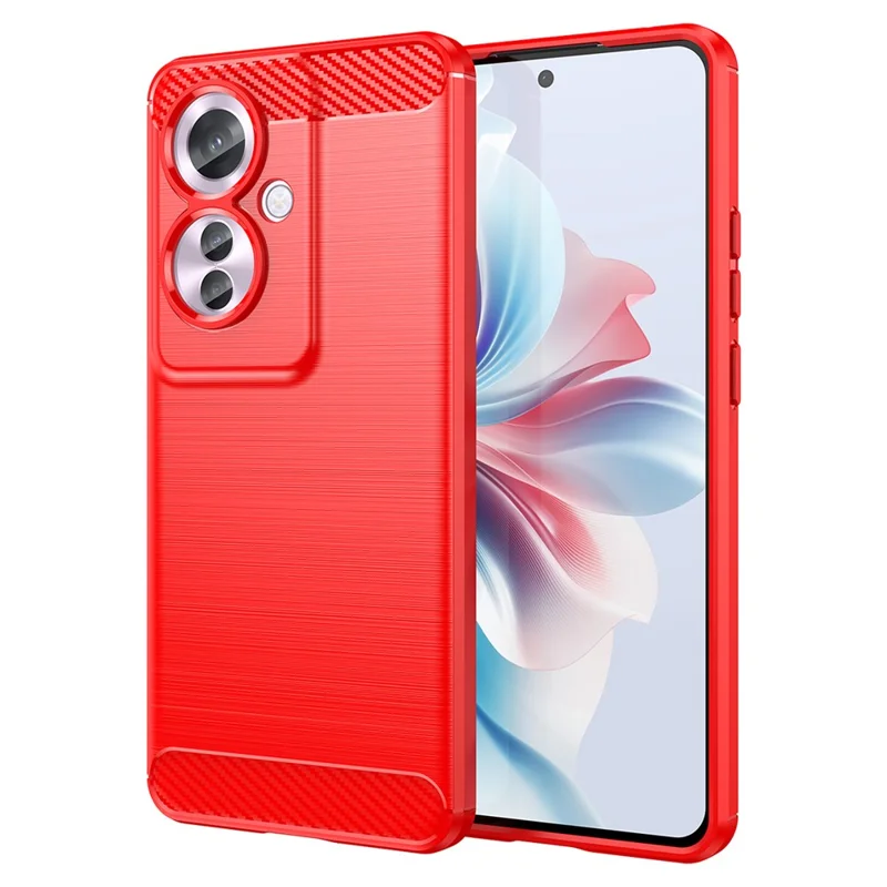 For Oppo Reno11 F 5G TPU Case Carbon Fiber Texture Back Phone Cover - Red