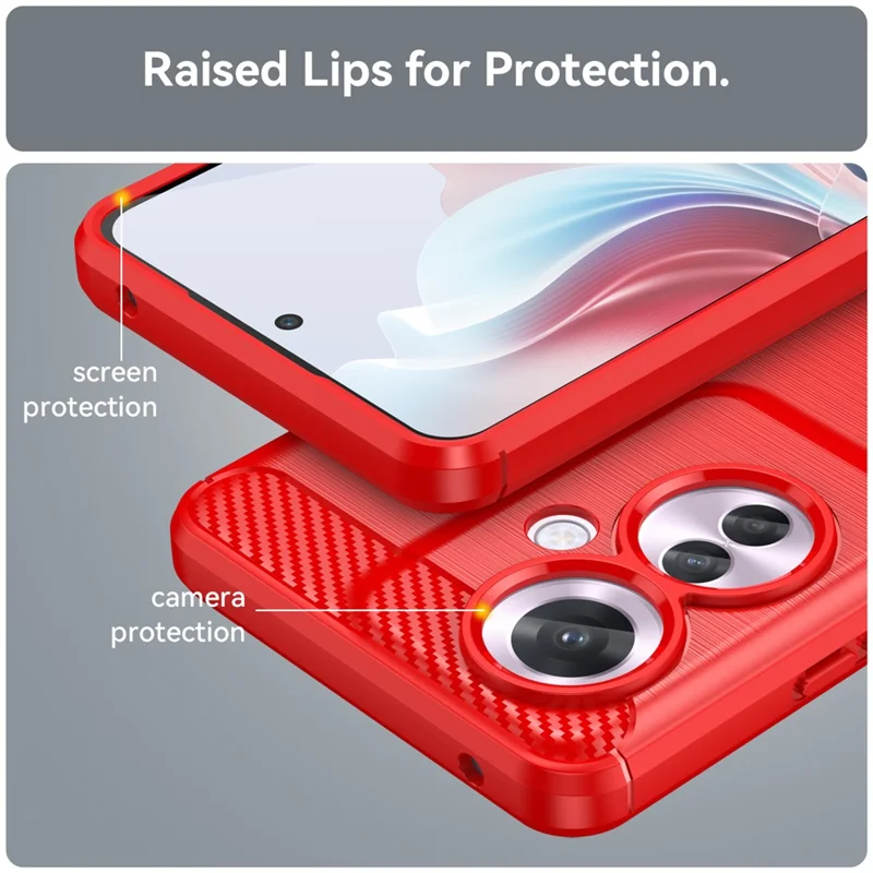For Oppo Reno11 F 5G TPU Case Carbon Fiber Texture Back Phone Cover - Red