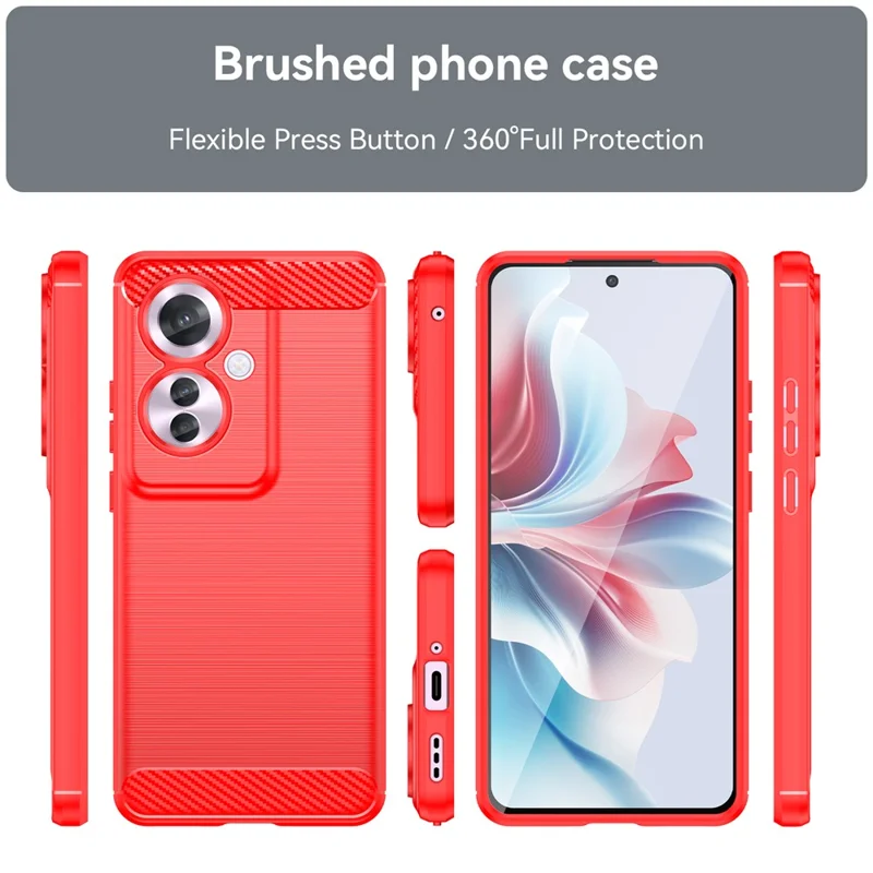 For Oppo Reno11 F 5G TPU Case Carbon Fiber Texture Back Phone Cover - Red