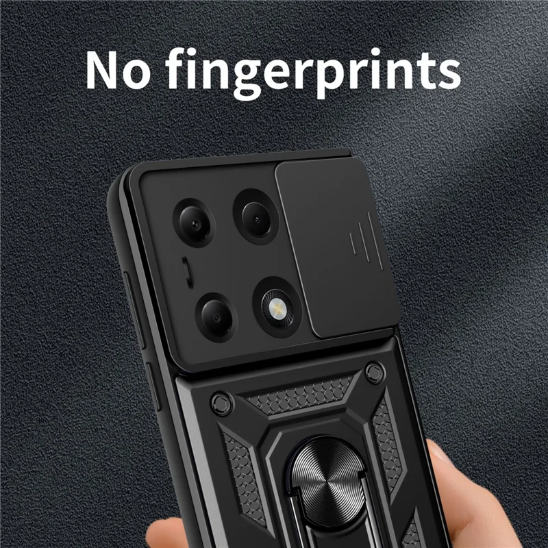 For Xiaomi Redmi Note 13 Pro 4G / Poco M6 Pro 4G Phone Case Slide Lens Guard Bump Proof PC+TPU Shell - Red