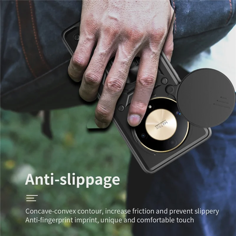 For Honor X9b 5G / Magic6 Lite 5G Cell Phone Cases TPU+PC Slide Lens Protection Cover - Gold