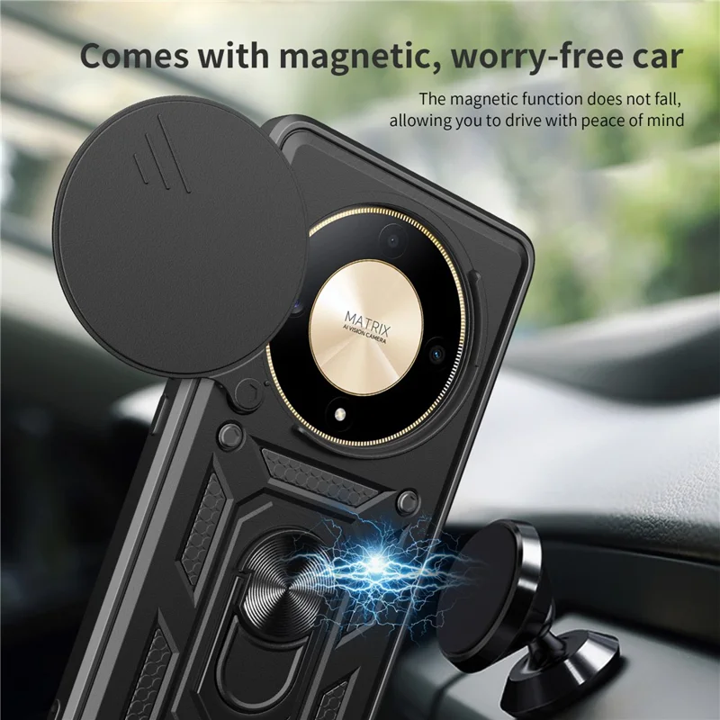 For Honor X9b 5G / Magic6 Lite 5G Cell Phone Cases TPU+PC Slide Lens Protection Cover - Gold