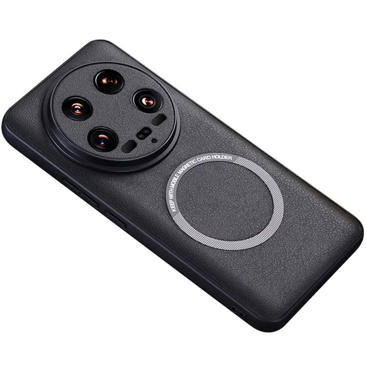 Per Xiaomi 14 Ultra Custodia Magnetica Case PU Pelle Rivestita TPU Compatibile con MagSafe - Nero