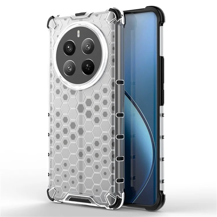 For Realme 12 Pro 5G / 12 Pro+ 5G Case Honeycomb Design TPU+PC Smart Phone Cover - Grey