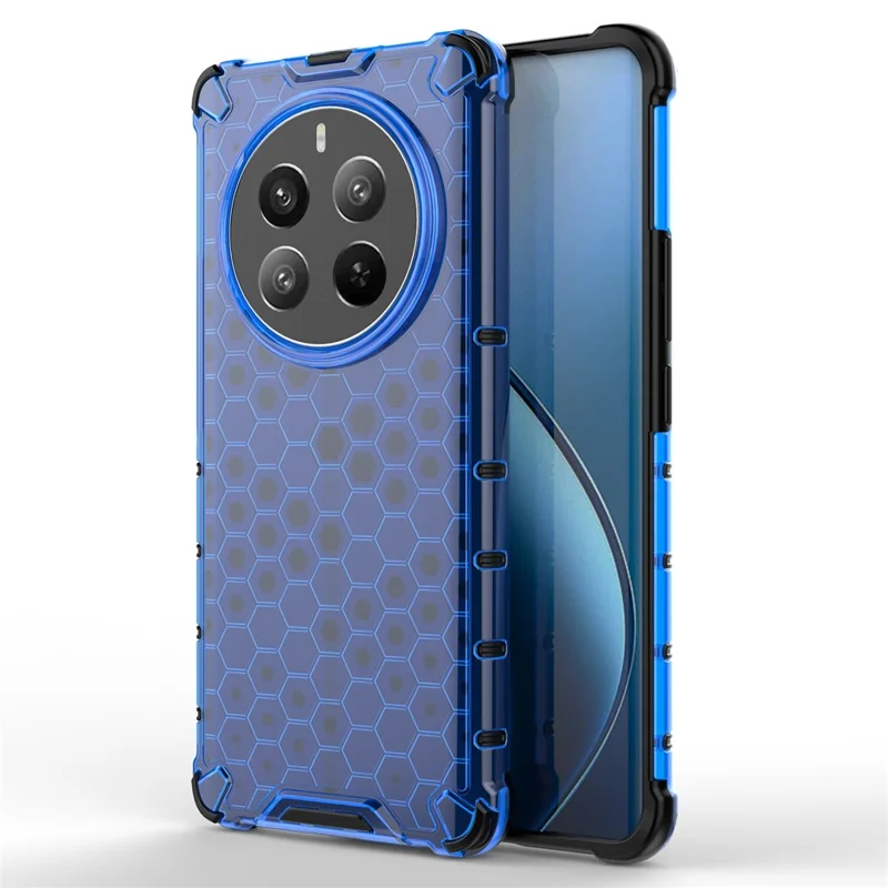 For Realme 12 Pro 5G / 12 Pro+ 5G Case Honeycomb Design TPU+PC Smart Phone Cover - Blue