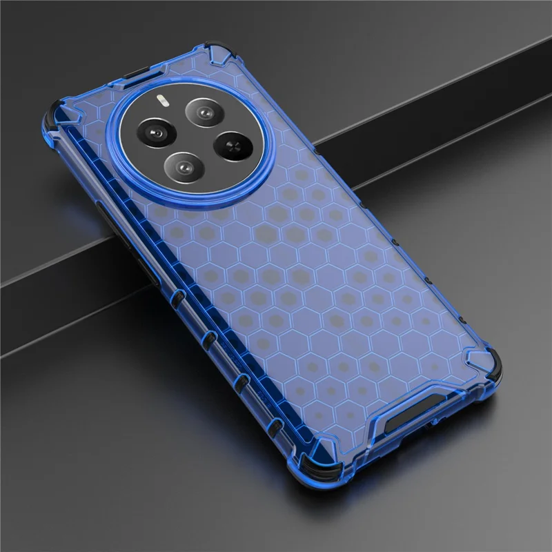 For Realme 12 Pro 5G / 12 Pro+ 5G Case Honeycomb Design TPU+PC Smart Phone Cover - Blue