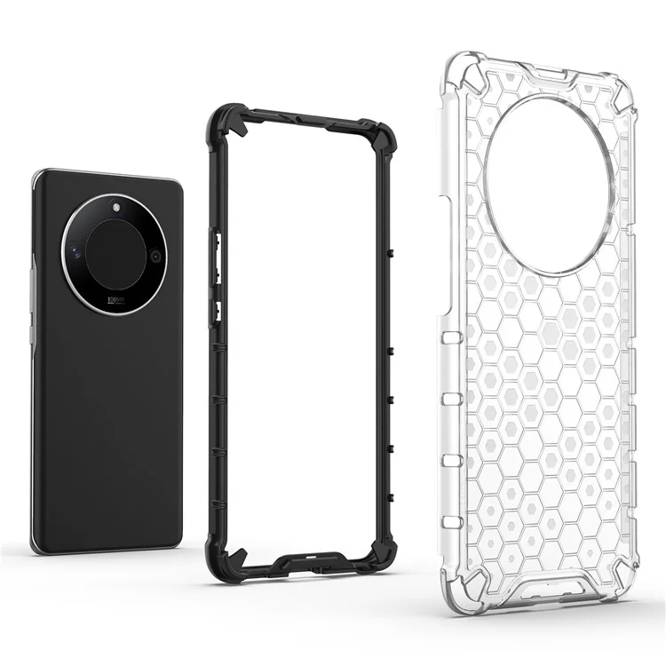 For Honor X50 5G / X9b 5G / Magic6 Lite 5G Funda PC+TPU Anticortes con Diseño de Panal - Gris
